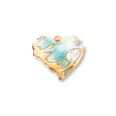 19x20mm 14k aukso ir žalios sp. nerūdijančio plieno pakabukas širdis, 1vnt. 19x20mm 14k aukso ir žalios sp. nerūdijančio plieno pakabukas širdis, 1vnt.