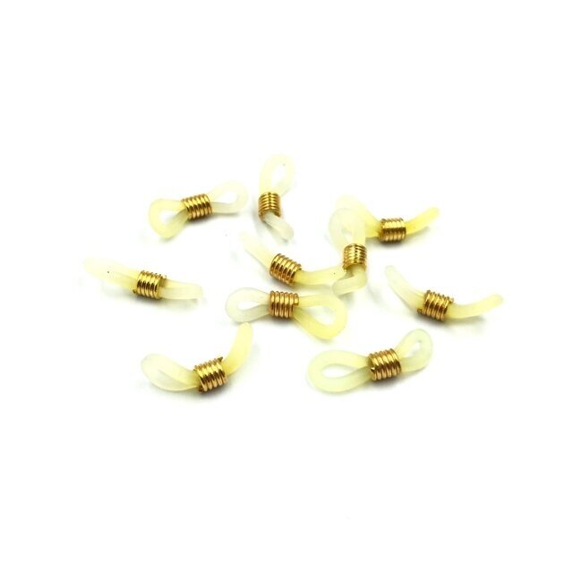19mm gelsvos sp. užbaigimo detalės akinių gumutės, aukso sp. spirale, 10vnt.