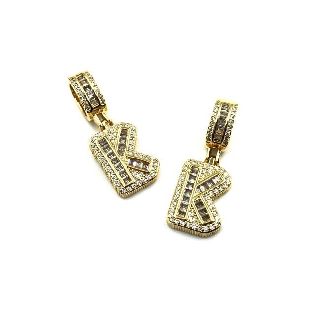 19x12mm aukso sp. nerūdijančio plieno pakabukas su cirkoniais K raidė, 1vnt. 19x12mm aukso sp. nerūdijančio plieno pakabukas su cirkoniais K raidė, 1vnt.