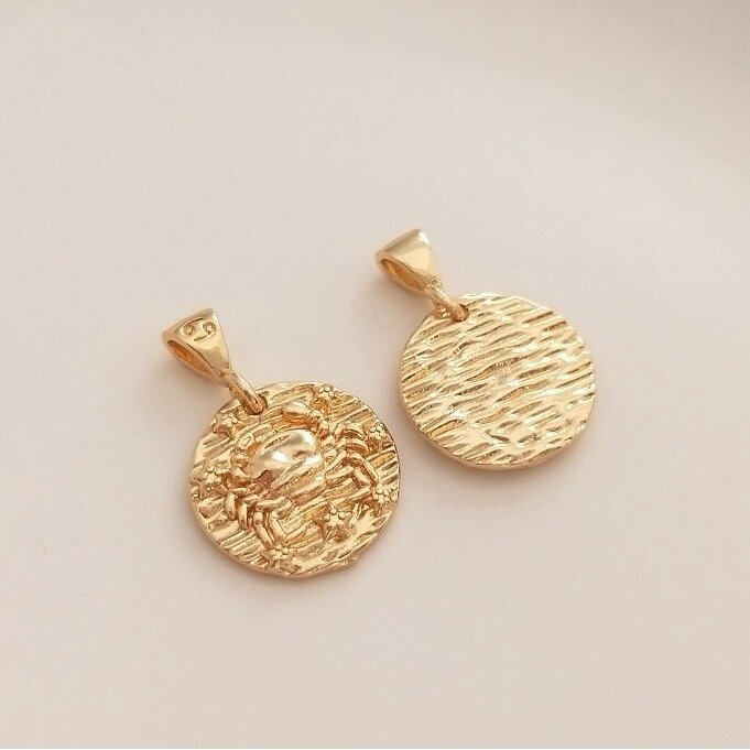 19x13mm 14k aukso sp. nerūdijančio plieno pakabukas vėžys, 1vnt.