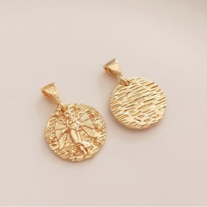 19x13mm 14k aukso sp. nerūdijančio plieno pakabukas mergelė, 1vnt.