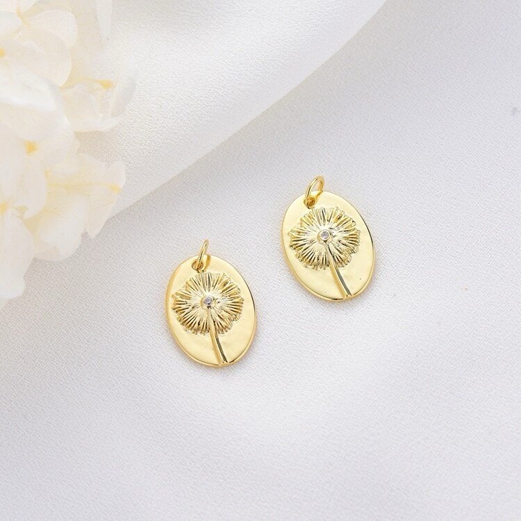 19x14mm 14k aukso sp. nerūdijančio plieno pakabukas pienės pūkas, 1vnt. 19x14mm 14k aukso sp. nerūdijančio plieno pakabukas pienės pūkas, 1vnt.