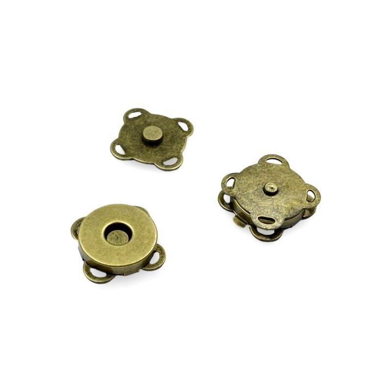 19mm žalvario sp. prisiuvamas magnetinis užsegimas rankinėms, 3vnt.