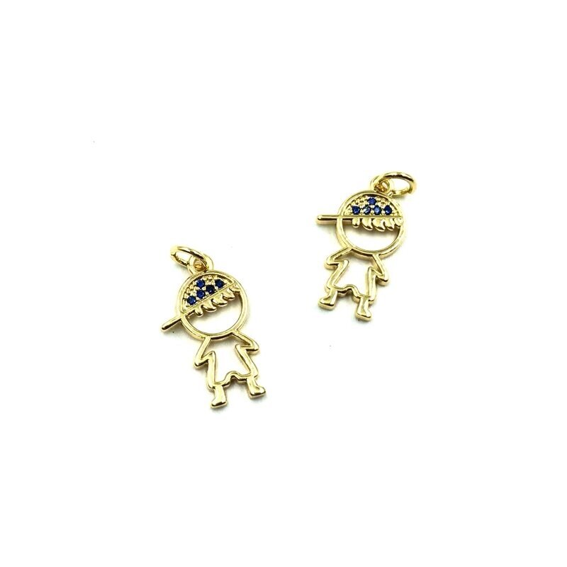 19x11mm aukso sp. nerūdijančio plieno pakabukas su cirkoniais berniukas, 1vnt.