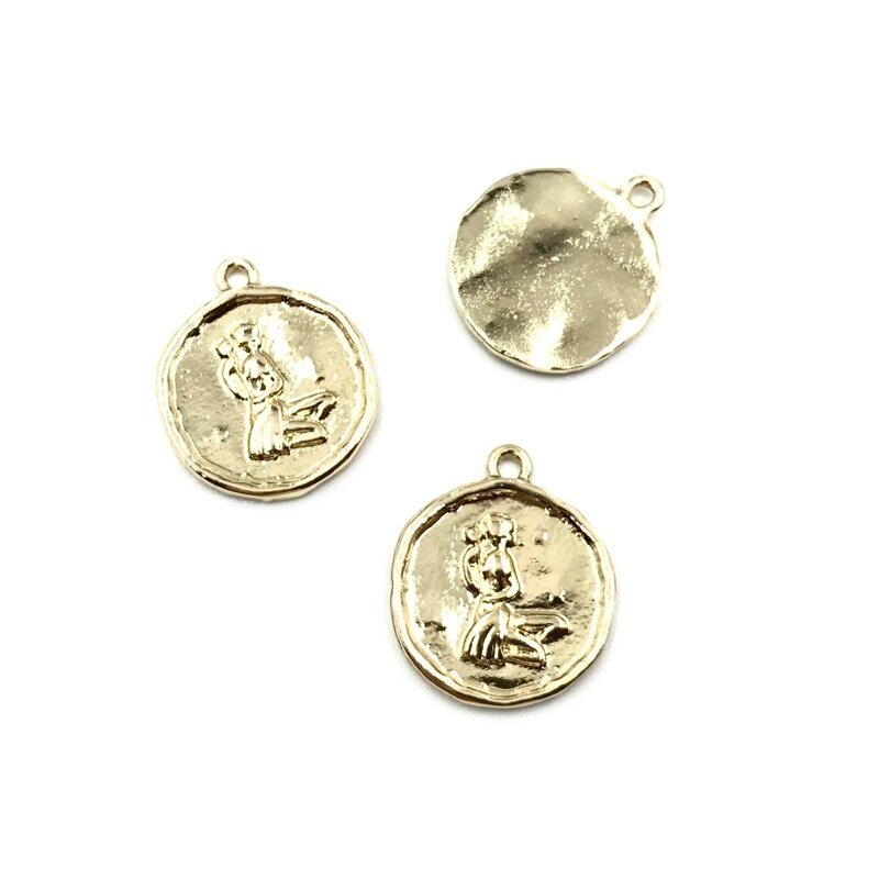 19x17mm 16k aukso spalvos nerūdijančio plieno pakabukas, 1vnt.