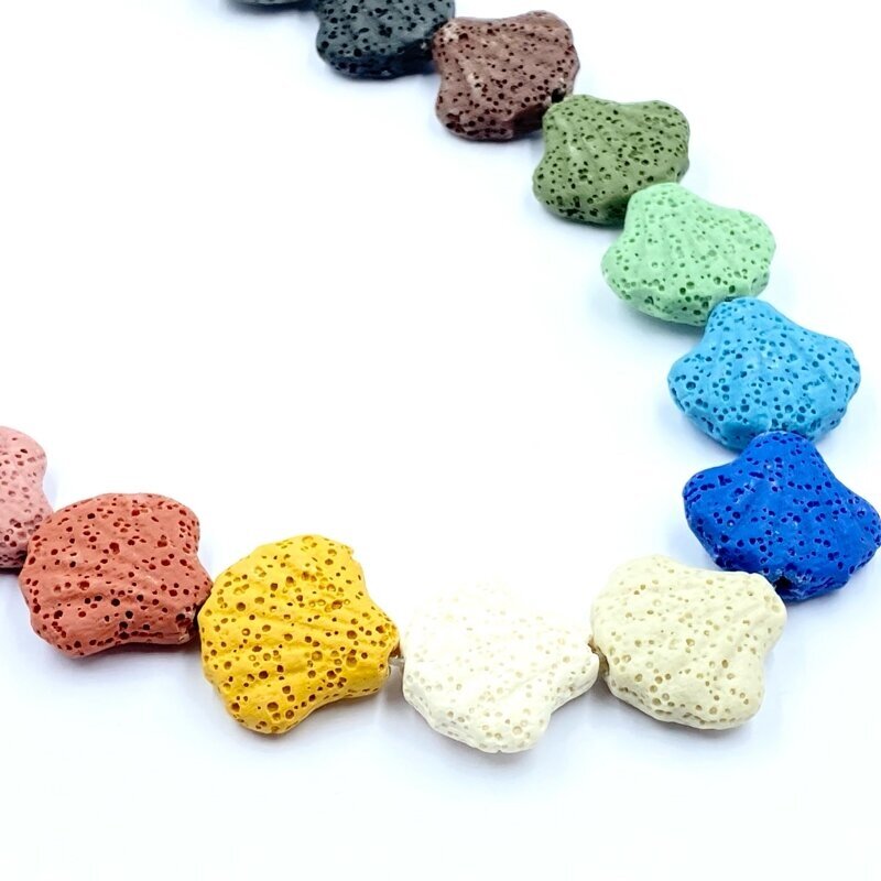 19x21mm mix sp. kriauklės formos lavos karoliukai, 40cm juosta 19x21mm mix sp. kriauklės formos lavos karoliukai, 40cm juosta