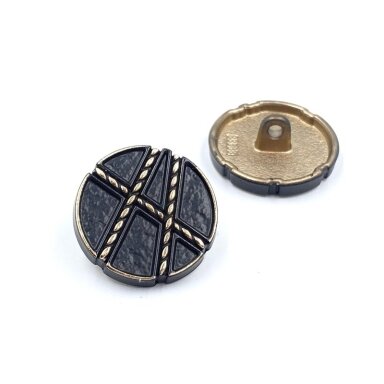 20mm aukso ir juodos sp. metalinė saga su kilpute, 1vnt.