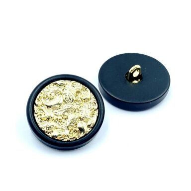 20mm juodos ir  aukso sp. metalinė saga su kilpute, 2vnt.