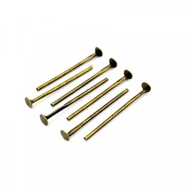 20mm žalvario sp. bižuteriniai vinukai plokščia galvute, 10g