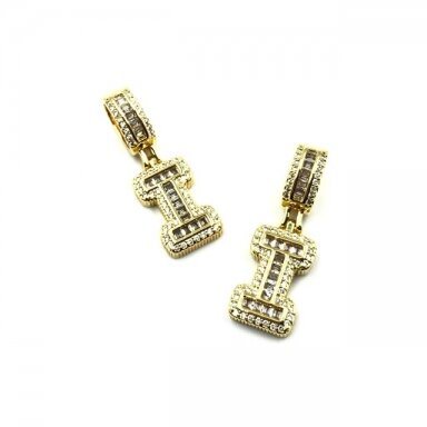 20x11mm aukso sp. nerūdijančio plieno pakabukas su cirkoniais I raidė, 1vnt. 20x11mm aukso sp. nerūdijančio plieno pakabukas su cirkoniais I raidė, 1vnt.