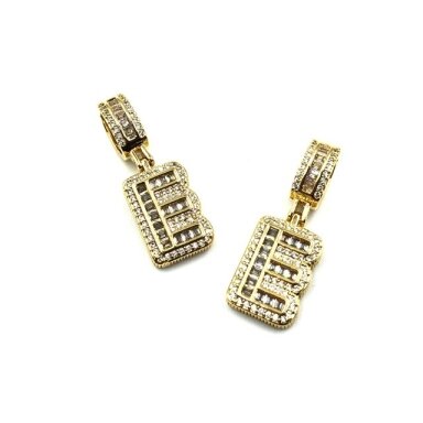 20x12mm aukso sp. nerūdijančio plieno pakabukas su cirkoniais E raidė, 1vnt. 20x12mm aukso sp. nerūdijančio plieno pakabukas su cirkoniais E raidė, 1vnt.