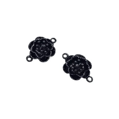 20x13mm juodos sp. pakabukas gėlė, 1vnt.