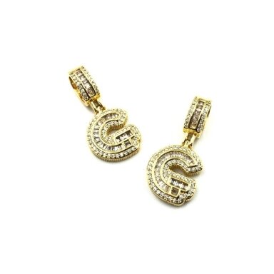 20x15mm aukso sp. nerūdijančio plieno pakabukas su cirkoniais G raidė, 1vnt. 20x15mm aukso sp. nerūdijančio plieno pakabukas su cirkoniais G raidė, 1vnt.