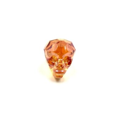 20x17mm oranžinės AB sp. stiklo karoliukas kaukolė, 1vnt.