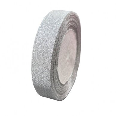 20mm sidabro sp. blizgi organzos juostelė, 1vnt., ±20m