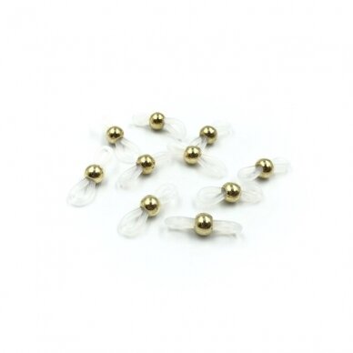 20mm skaidrios sp. užbaigimo detalės akinių gumutės, aukso sp. burbuliuku, 10vnt. 20mm skaidrios sp. užbaigimo detalės akinių gumutės, aukso sp. burbuliuku, 10vnt.
