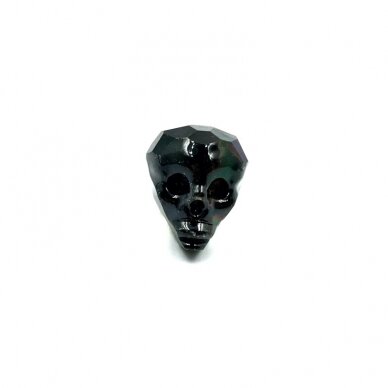 20x17mm juodos AB sp. stiklo karoliukas kaukolė, 1vnt.