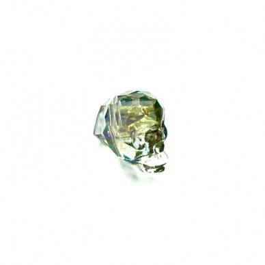 20x17mm žalsvos sp. stiklo karoliukas kaukolė, 1vnt. 1