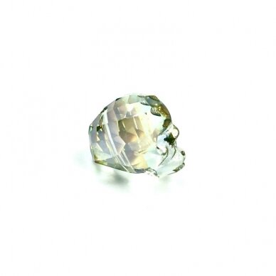 20x17mm žalsvos sp. stiklo karoliukas kaukolė, 1vnt. 2