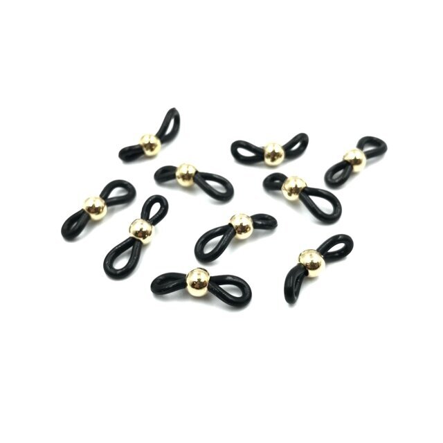 20mm juodos sp. užbaigimo detalės akinių gumutės, aukso sp. burbuliuku, 10vnt.