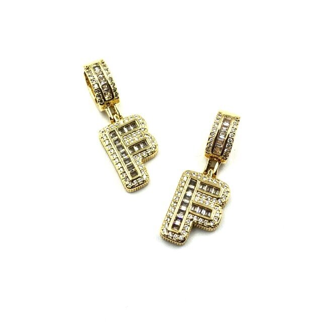 20x12mm aukso sp. nerūdijančio plieno pakabukas su cirkoniais F raidė, 1vnt. 20x12mm aukso sp. nerūdijančio plieno pakabukas su cirkoniais F raidė, 1vnt.