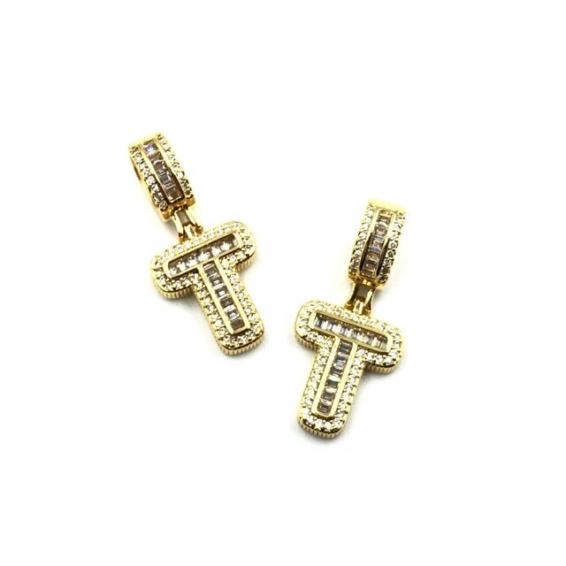 20x15mm aukso sp. nerūdijančio plieno pakabukas su cirkoniais T raidė, 1vnt. 20x15mm aukso sp. nerūdijančio plieno pakabukas su cirkoniais T raidė, 1vnt.