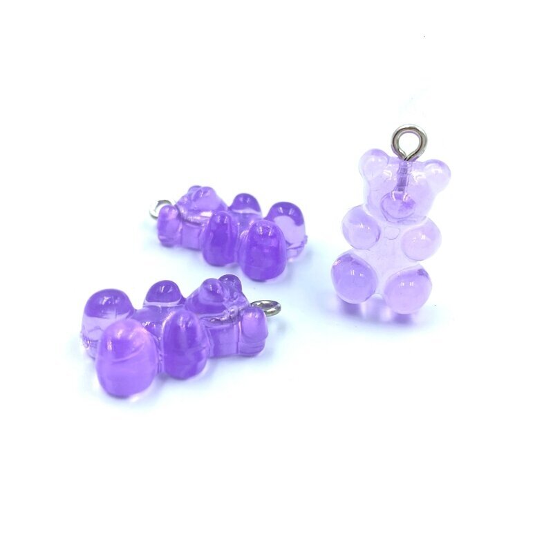 20x11mm alyvinės sp. plastiko pakabukas meškiukas, 2vnt.