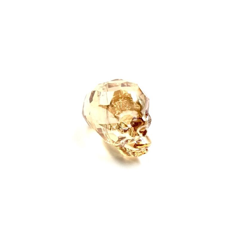 20x17mm šviesios dūminės sp. stiklo karoliukas kaukolė, 1vnt. 1
