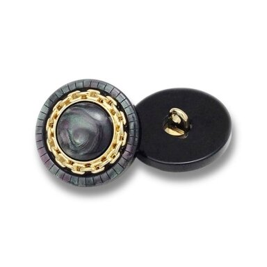 21mm aukso ir juodos sp. metalinė saga su kilpute, 1vnt.