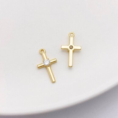 21x12mm 14k aukso sp. nerūdijančio plieno pakabukas kryžius, 1vnt. 21x12mm 14k aukso sp. nerūdijančio plieno pakabukas kryžius, 1vnt.