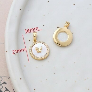 21x14mm 14k aukso sp. nerūdijančio plieno pakabukas su kriaukle, 1vnt. 21x14mm 14k aukso sp. nerūdijančio plieno pakabukas su kriaukle, 1vnt.