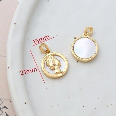 21x15mm 14k aukso sp. nerūdijančio plieno pakabukas su kriaukle, 1vnt. 21x15mm 14k aukso sp. nerūdijančio plieno pakabukas su kriaukle, 1vnt.
