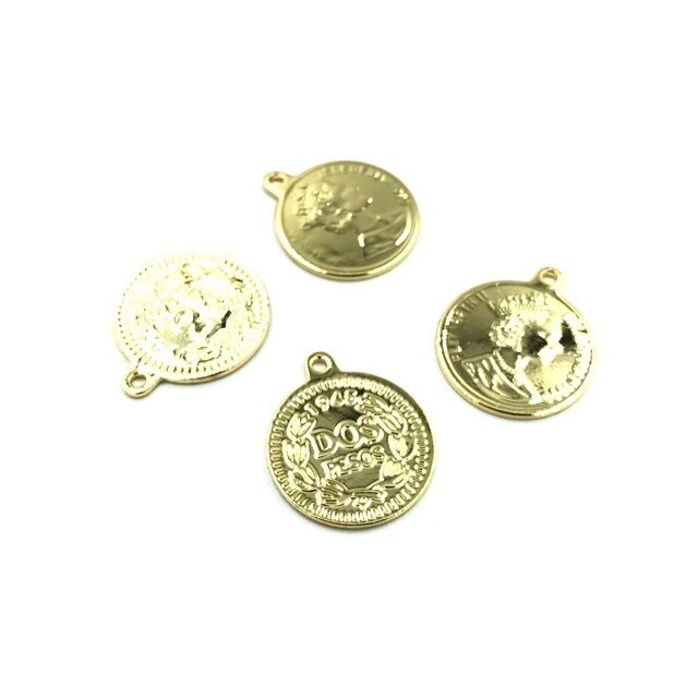 21x18mm aukso sp. nerūdijančio plieno pakabukas moneta, 1vnt.