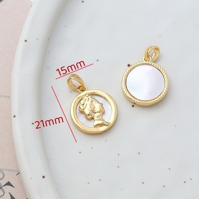 21x15mm 14k aukso sp. nerūdijančio plieno pakabukas su kriaukle, 1vnt.