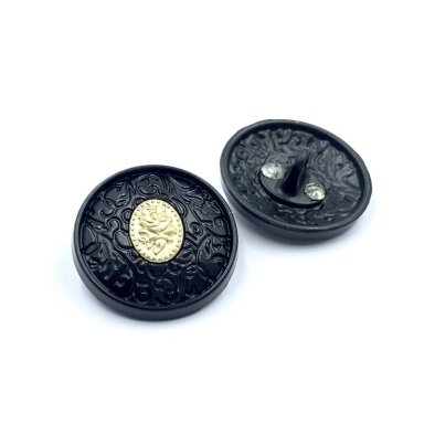 22mm juodos ir aukso sp. metalinė saga su kilpute, 1vnt.
