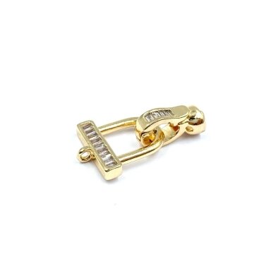 22x12mm 14k aukso sp. nerūdijančio plieno užsegimas su žiedeliu, 1vnt.