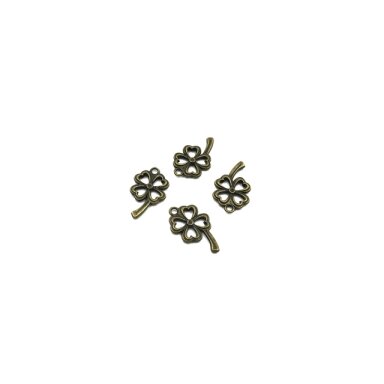 25x15mm žalvario sp. pakabukas dobilas, 10vnt.