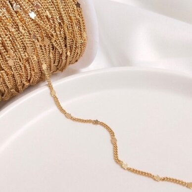 2,2mm 14k aukso sp. nerūdijančio plieno lituota grandinėlė su žvaigždutėmis, 1m 2,2mm 14k aukso sp. nerūdijančio plieno lituota grandinėlė su žvaigždutėmis, 1m