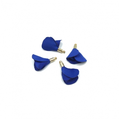 22mm mėlynos sp. gėlyčių pakabukai, aukso sp. kepurėle, 4vnt.