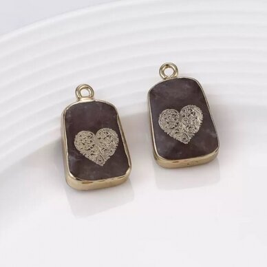 22x14mm 14k aukso ir rudos sp. nerūdijančio plieno pakabukas, 1vnt. 22x14mm 14k aukso ir rudos sp. nerūdijančio plieno pakabukas, 1vnt.