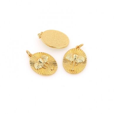 22x16mm 14k aukso sp. nerūdijančio plieno pakabukas dramblys, 1vnt. 1