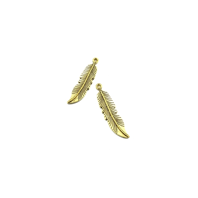 45x11mm aukso sp. pakabukas plunksna, 6vnt.