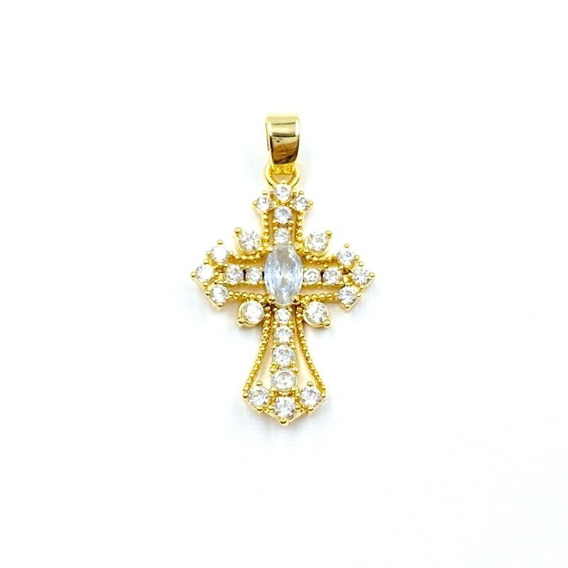 22x14mm 18k aukso sp. nerūdijančio plieno pakabukas kryžius, 1vnt. 22x14mm 18k aukso sp. nerūdijančio plieno pakabukas kryžius, 1vnt.