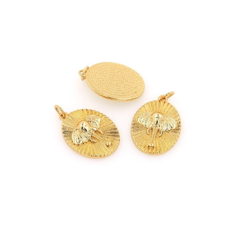 22x16mm 14k aukso sp. nerūdijančio plieno pakabukas dramblys, 1vnt. 1