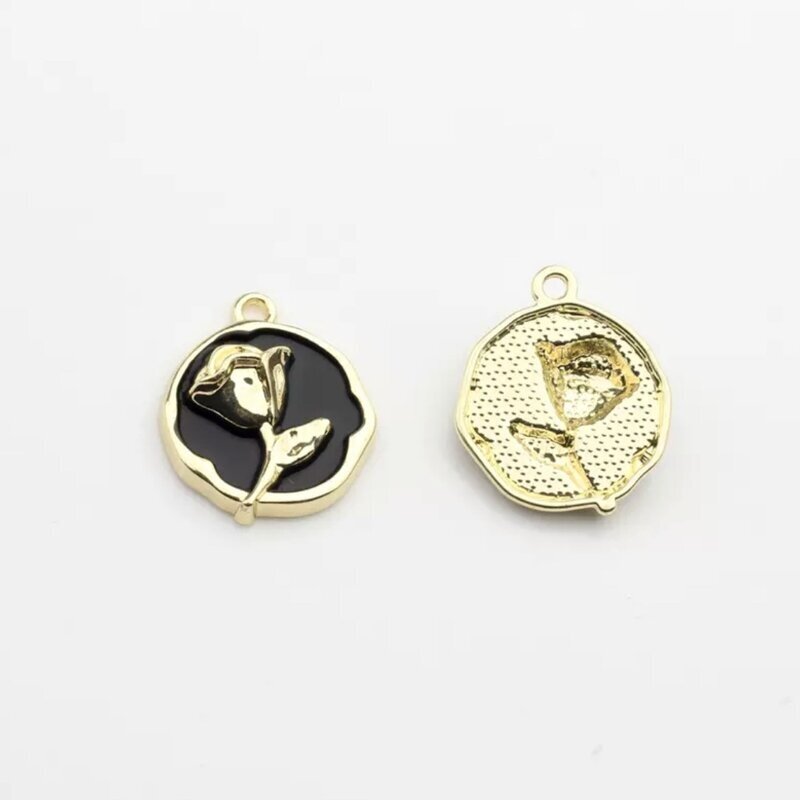 22x18mm 14k aukso ir juodos sp. nerūdijančio plieno pakabukas rožė, 1vnt. 22x18mm 14k aukso ir juodos sp. nerūdijančio plieno pakabukas rožė, 1vnt.
