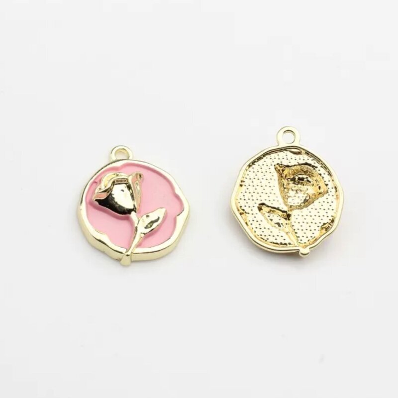 22x18mm 14k aukso ir rožinės sp. nerūdijančio plieno pakabukas rožė, 1vnt. 22x18mm 14k aukso ir rožinės sp. nerūdijančio plieno pakabukas rožė, 1vnt.