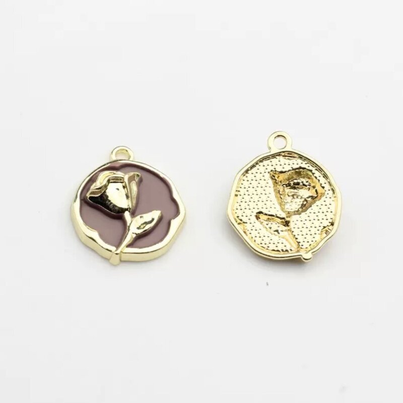 22x18mm 14k aukso ir rudos sp. nerūdijančio plieno pakabukas rožė, 1vnt. 22x18mm 14k aukso ir rudos sp. nerūdijančio plieno pakabukas rožė, 1vnt.