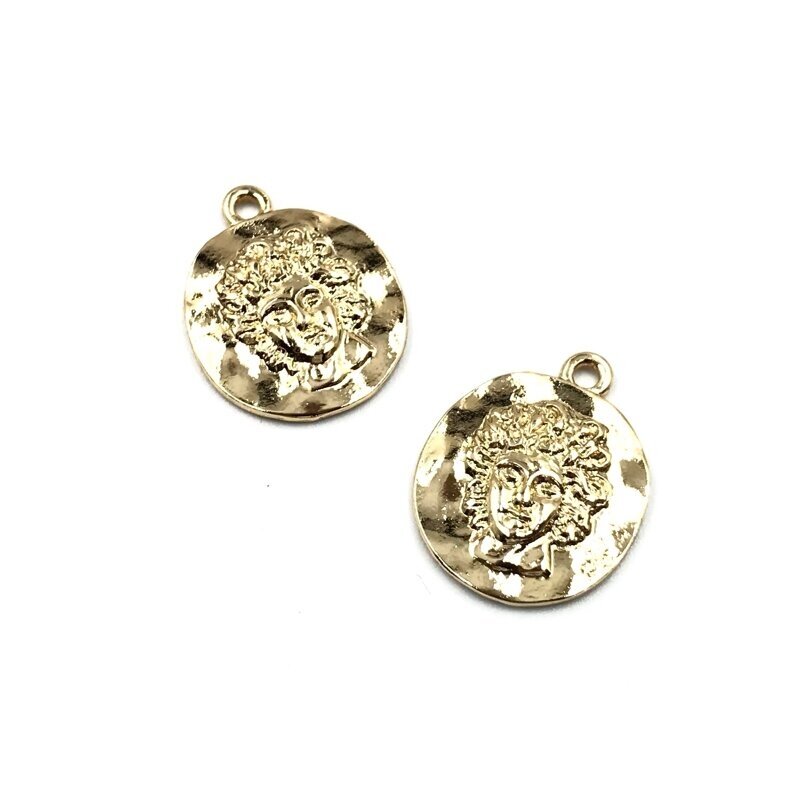 22x18mm 16k aukso spalvos nerūdijančio plieno pakabukas, 1vnt.