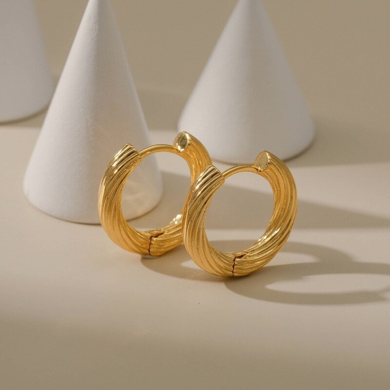 22x4mm 18k aukso sp. nerūdijančio plieno auskarų įvėrimai, 2vnt. 1