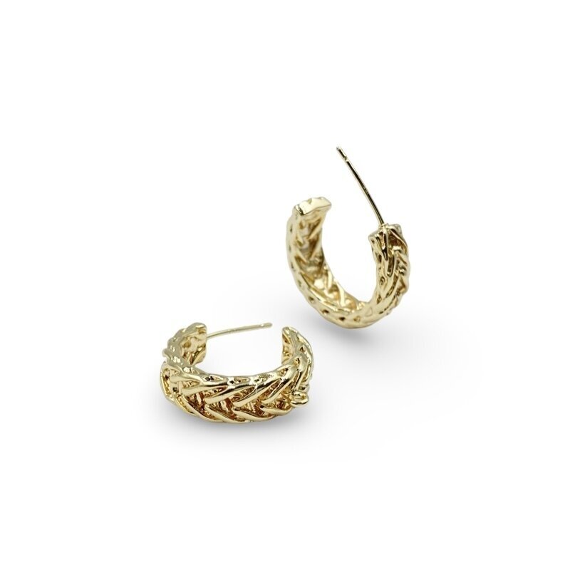 22x6mm 14k aukso sp. nerūdijančio plieno auskarų įvėrimai su kilpute, 2vnt.
